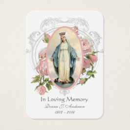 Virgin Mary Catholique Funeral Memorial Heliga Car Visitkort