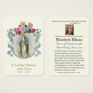 Virgin Mary Catholique Funeral Memorial Heliga Car Visitkort