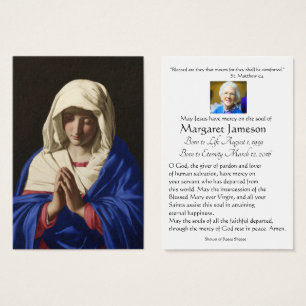 Virgin Mary Catholique Funeral Memorial Heliga Car Visitkort