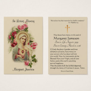 Virgin Mary Catholique Funeral Memorial Heliga Car Visitkort