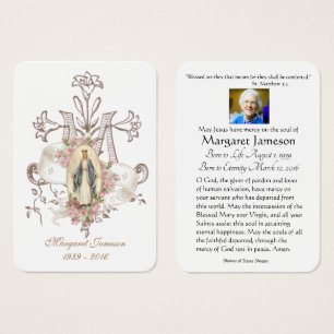 Virgin Mary Catholique Funeral Memorial Heliga Car Visitkort