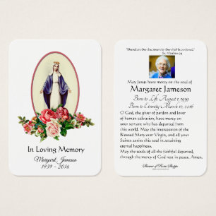 Virgin Mary Catholique Funeral Memorial Heliga Car Visitkort