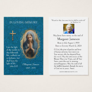 Virgin Mary Catholique Funeral Memorial Heliga Car Visitkort