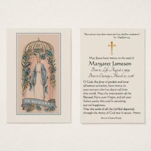 Virgin Mary Catholique Funeral Memorial Heliga Car Visitkort