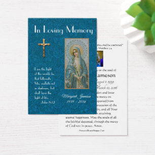 Virgin Mary Catholique Funeral Memorial Heliga Car Visitkort