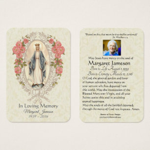Virgin Mary Catholique Funeral Memorial Heliga Car Visitkort