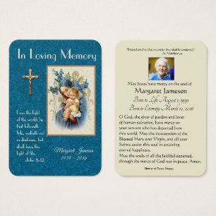 Virgin Mary Catholique Funeral Memorial Heliga Car Visitkort