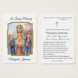Virgin Mary Catholique Funeral Memorial Heliga Car Visitkort