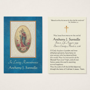 Virgin Mary Catholique Funeral Memorial Heliga Car Visitkort