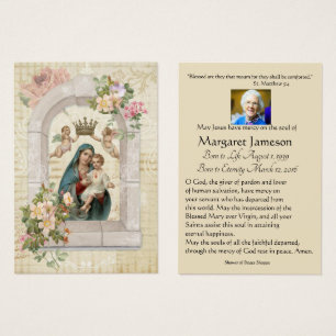 Virgin Mary Catholique Funeral Memorial Heliga Car Visitkort