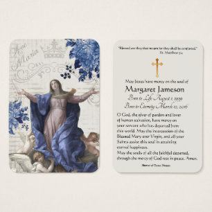 Virgin Mary Catholique Funeral Memorial Heliga Car Visitkort