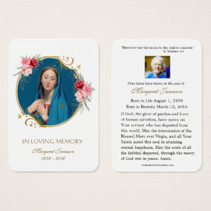 Virgin Mary Catholique Funeral Memorial Heliga Car Visitkort