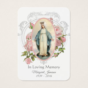 Virgin Mary Catholique Funeral Memorial Heliga Car Visitkort