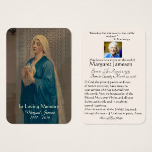Virgin Mary Catholique Funeral Memorial Heliga Car Visitkort