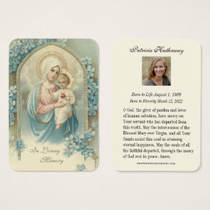 Virgin Mary Catholique Funeral Memorial Heliga Car Visitkort
