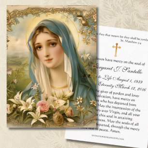 Virgin Mary Catholique Funeral Memorial Heliga Car Visitkort