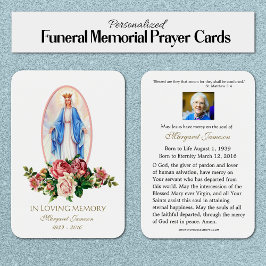 Virgin Mary Catholique Funeral Memorial Heliga Car Visitkort