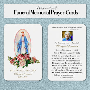 Virgin Mary Catholique Funeral Memorial Heliga Car Visitkort