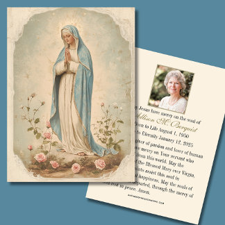 Virgin Mary Catholique Funeral Memorial Heliga Car Visitkort