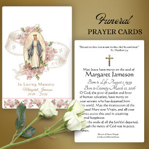 Virgin Mary Catholique Funeral Memorial Heliga Car Visitkort