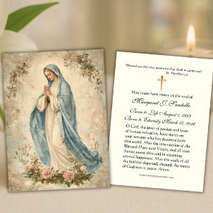 Virgin Mary Catholique Funeral Memorial Heliga Car Visitkort
