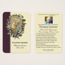 Virgin Mary Catholique Funeral Memorial Heliga Car Visitkort
