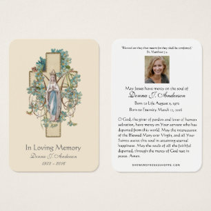 Virgin Mary Catholique Funeral Memorial Heliga Car Visitkort