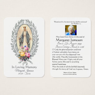 Virgin Mary Catholique Funeral Memorial Heliga Car Visitkort