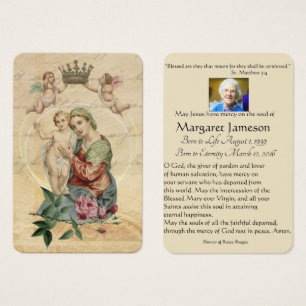 Virgin Mary Catholique Funeral Memorial Heliga Car Visitkort