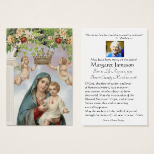 Virgin Mary Catholique Funeral Memorial Heliga Car Visitkort