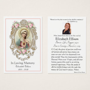 Virgin Mary Catholique Funeral Memorial Heliga Car Visitkort
