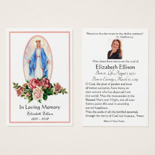 Virgin Mary Catholique Funeral Memorial Heliga Car Visitkort