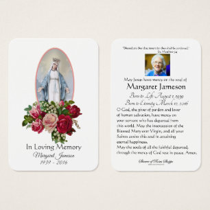 Virgin Mary Catholique Funeral Memorial Heliga Car Visitkort