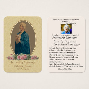 Virgin Mary Catholique Funeral Memorial Heliga Car Visitkort
