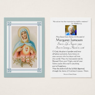 Virgin Mary Catholique Funeral Memorial Heliga Car Visitkort