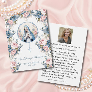 Virgin Mary Catholique Funeral Photo Heliga Card - Visitkort
