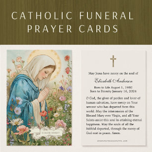 Virgin Mary Catholique Funeral Photo Heliga Card - Visitkort