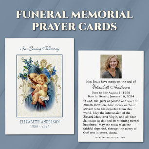 Virgin Mary Catholique Funeral Photo Heliga Card - Visitkort