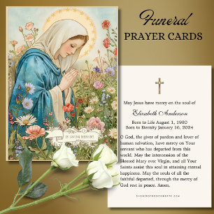 Virgin Mary Catholique Funeral Photo Heliga Card - Visitkort
