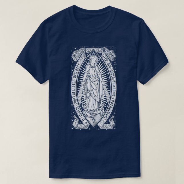 Virgin Mary Catholique Vintage Engrave T Shirt (Design framsida)