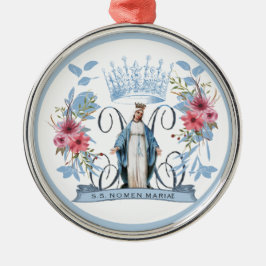 Virgin Mary CatholiReligiösa Mor Mary Blommigt Julgransprydnad Metall