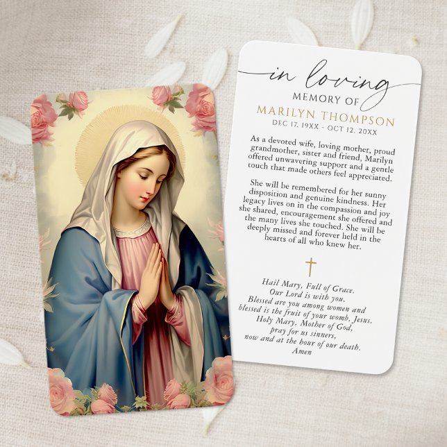 Virgin Mary Cross Sympathy Prayer Card Visitkort (Skapare uppladdad)