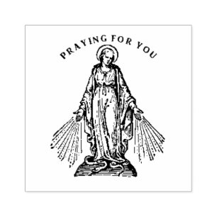 Virgin Mary Dam of Grace Religiösa Line Art Stämpel