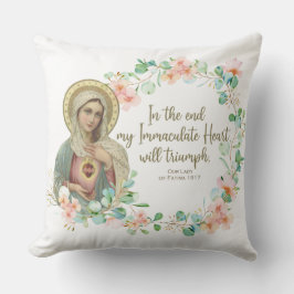 Virgin Mary Fatima Catholic Religiösa Blommigt Kudde