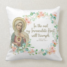 Virgin Mary Fatima Catholic Religiösa Blommigt Kudde