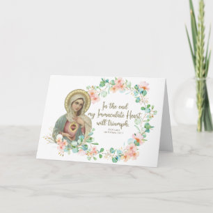 Virgin Mary Fatima Catholik Religiösa Blommigt Kort