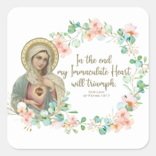 Virgin Mary Fatima Immaculate Heart Ukraina Ryssla Fyrkantigt Klistermärke