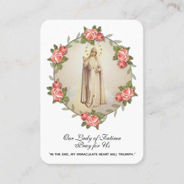 Virgin Mary Fatima Prayer Rosary Catholic Business Visitkort (Framsida)