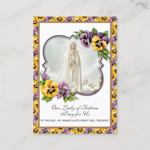 Virgin Mary Fatima Prayer Rosary Catholic Violets Visitkort