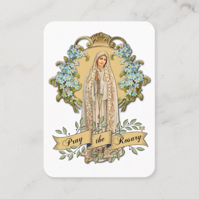 Virgin Mary Fatima Prayer Rosary Catholik Blommigt Visitkort (Framsida)